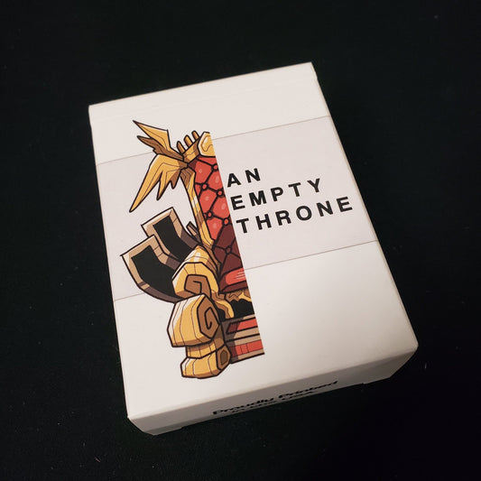 Image shows the front cover of the box of the card game An Empty Throne