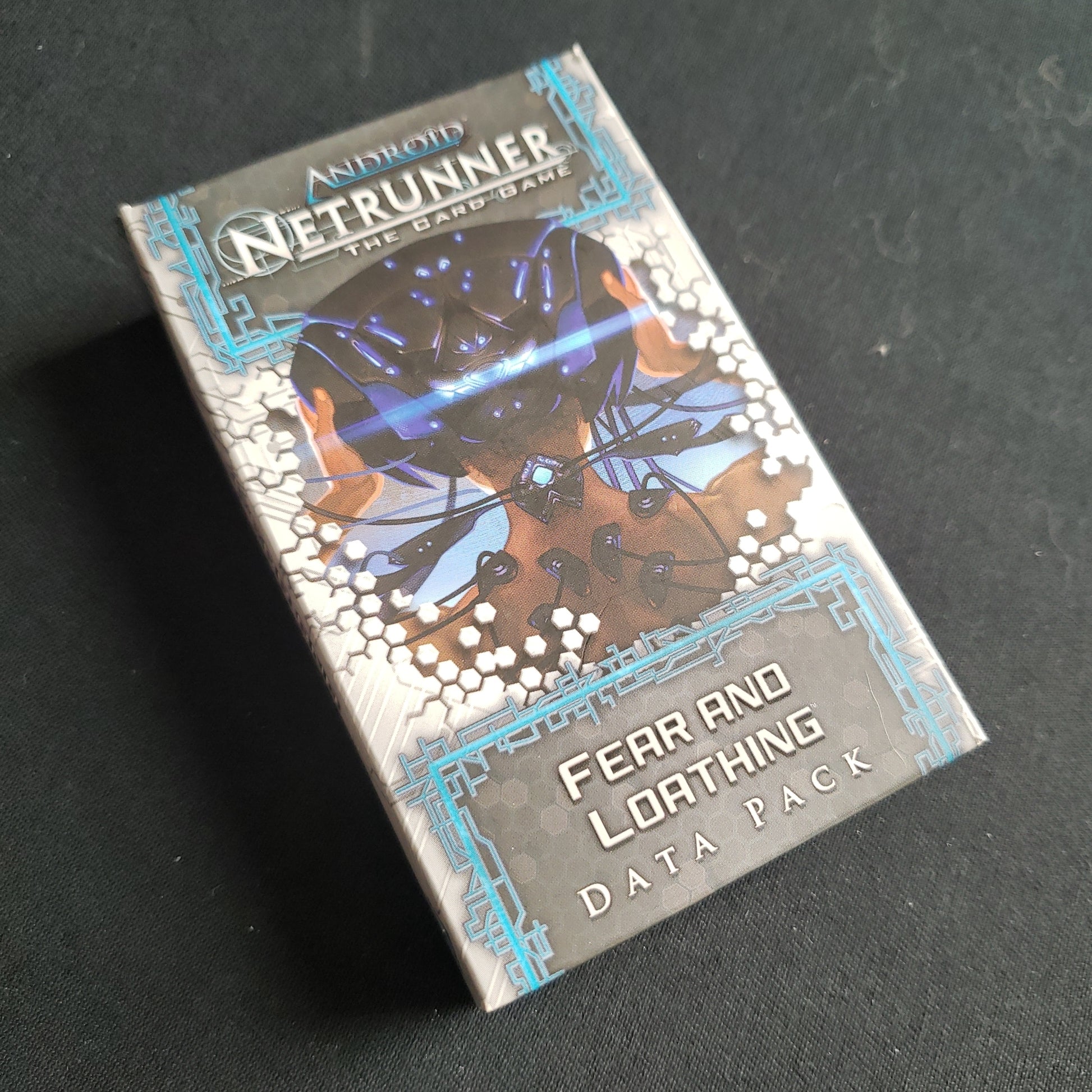 Image shows the front of the package for the Fear and Loathing Data Pack for the Android: Netrunner card game