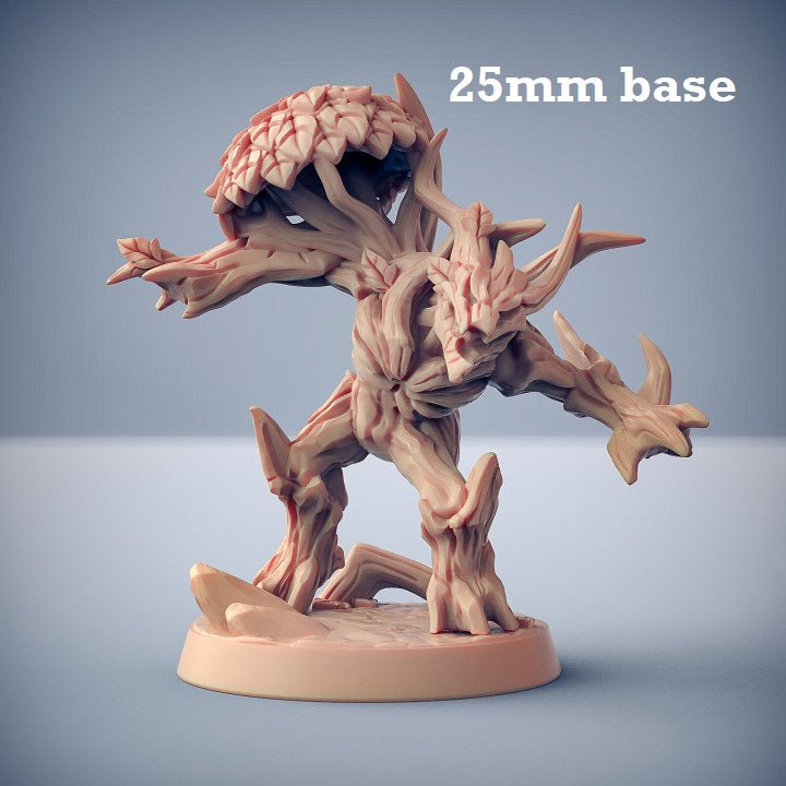 Image shows a 3D render of a treefolk minion gaming miniature.