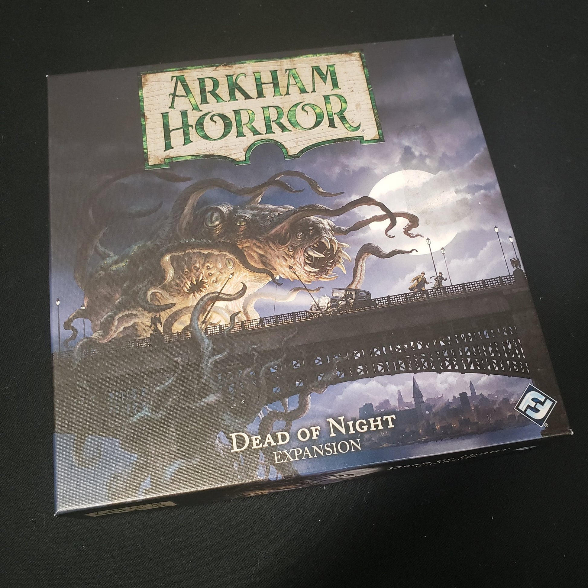 Image shows the front cover of the box for the Dead of Night expansion from the board game Arkham Horror: Third Edition