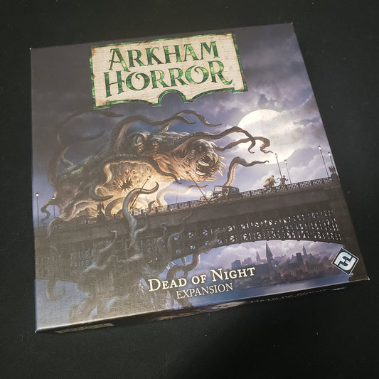 Image shows the front cover of the box for the Dead of Night expansion from the board game Arkham Horror: Third Edition