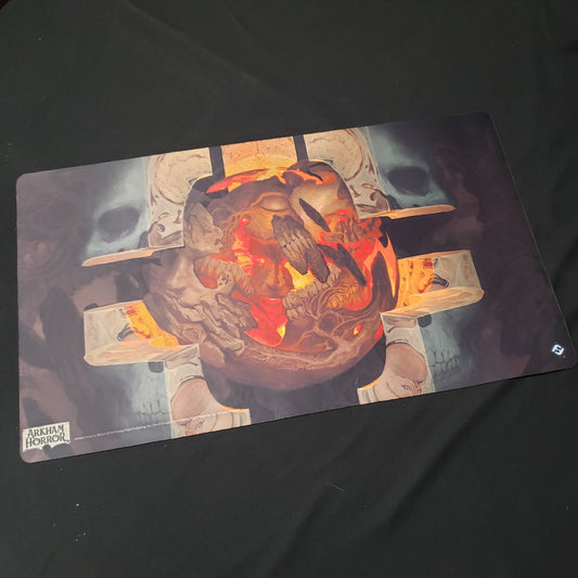 Image shows a playmat featuring the Azathoth artwork for the Arkham Horror Card Game