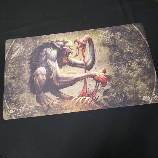 Image shows a playmat featuring the Bloodlust artwork for the Arkham Horror Card Game
