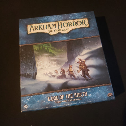 Image shows the front cover of the box of the Edge of the Earth Campaign expansion for the Arkham Horror card game