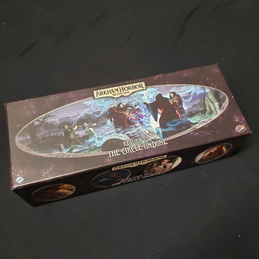 Image shows the front cover of the box of the Return to the Circle Undone expansion for the Arkham Horror card game