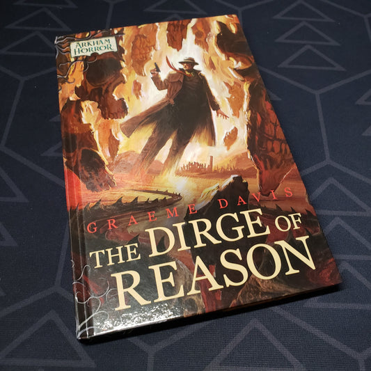 Image shows the front cover of the Dirge of Reason novella from the Arkham Files universe