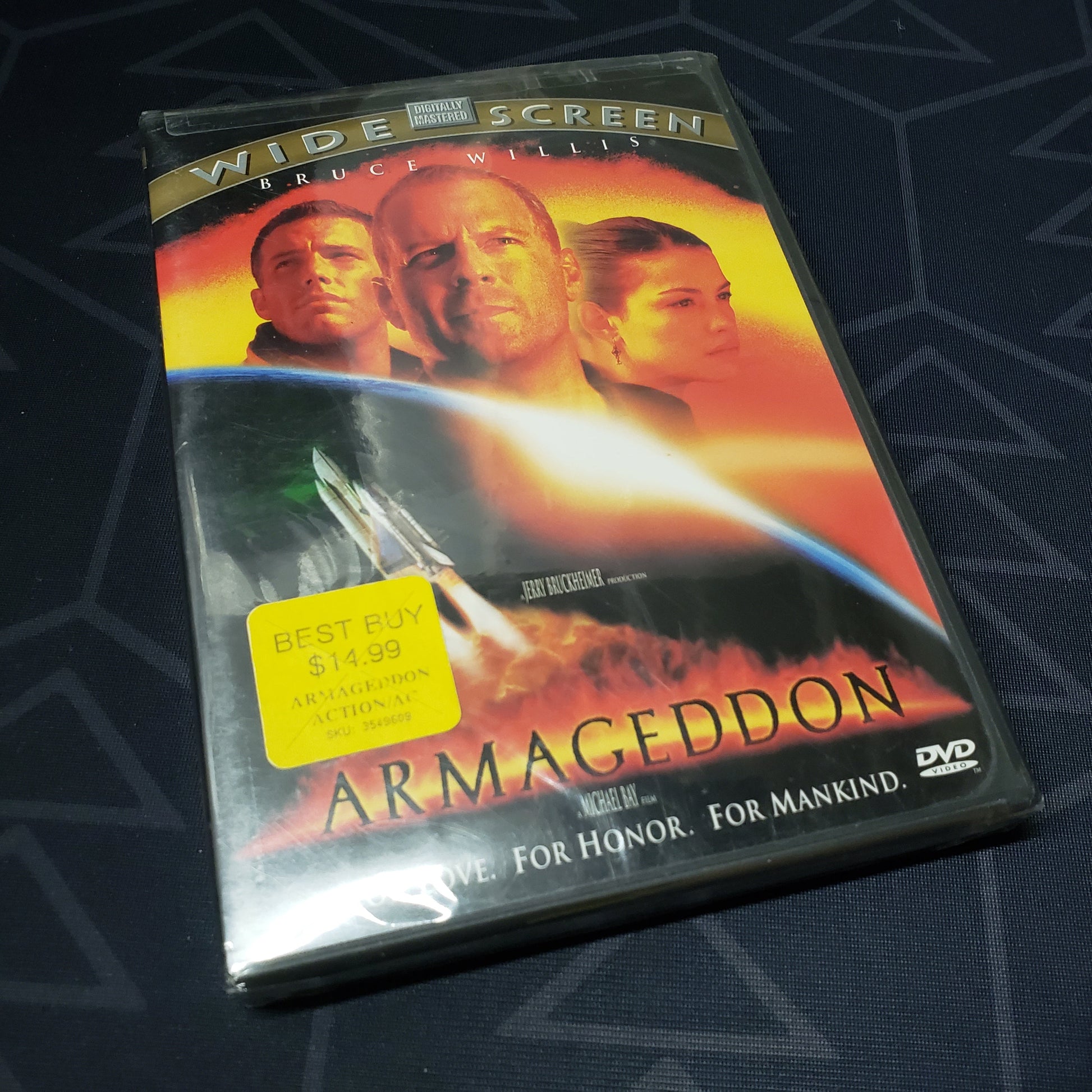 Image shows the front of the case of Armageddon on DVD