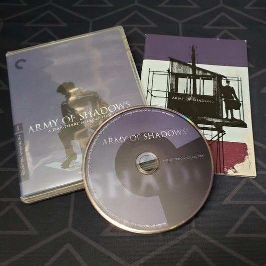 Image shows the case, booklet and blu-ray disc for the Criterion edition of the movie Army of Shadows