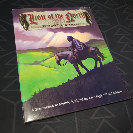 Image shows the front cover of the Lion of the North book for the Ars Magica roleplaying game