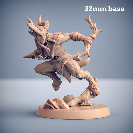 Image shows a 3D render of a faun ranger gaming miniature.