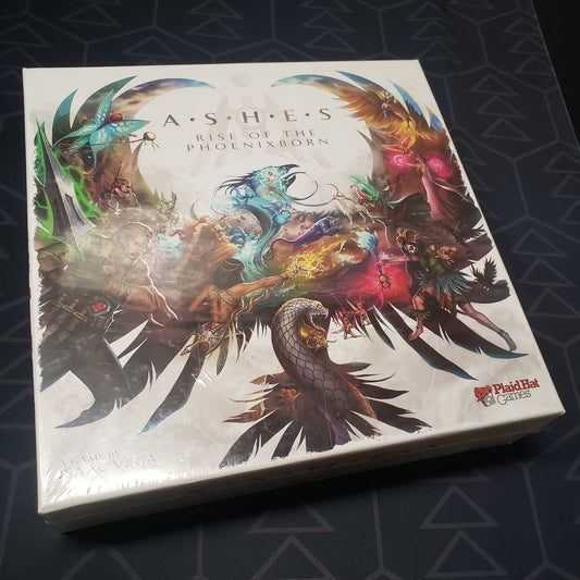 Image shows the front cover of the box of the Ashes: Rise of the Phoenixborn card game