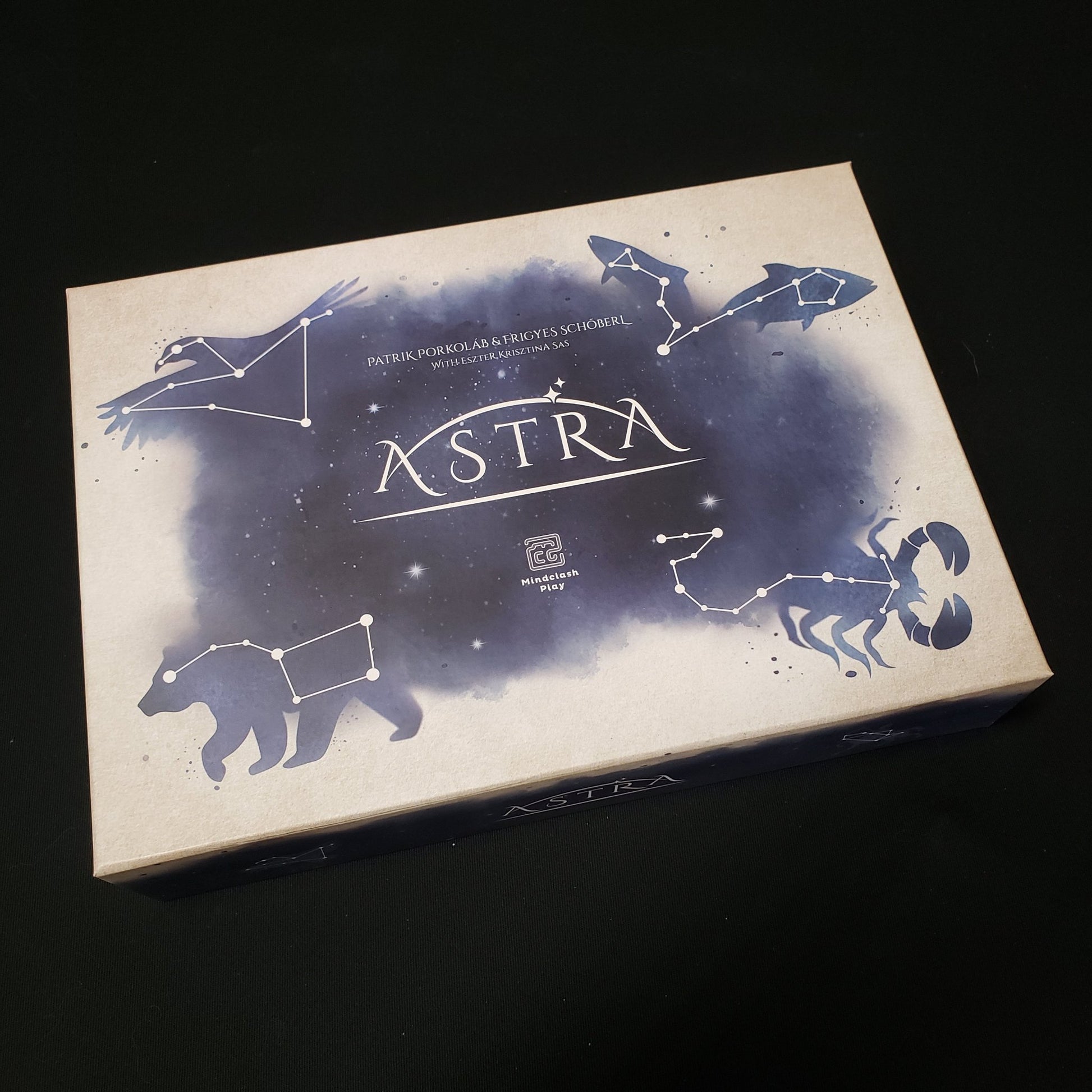 Image shows the front cover of the box of the Astra board game