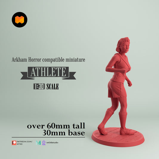 Image shows a 3D render of a 1920s era athlete gaming miniature.