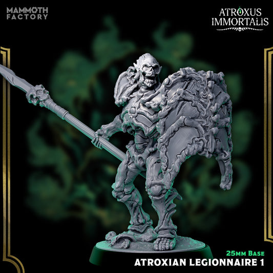 Image shows a 3D render of a skeleton warrior gaming miniature.