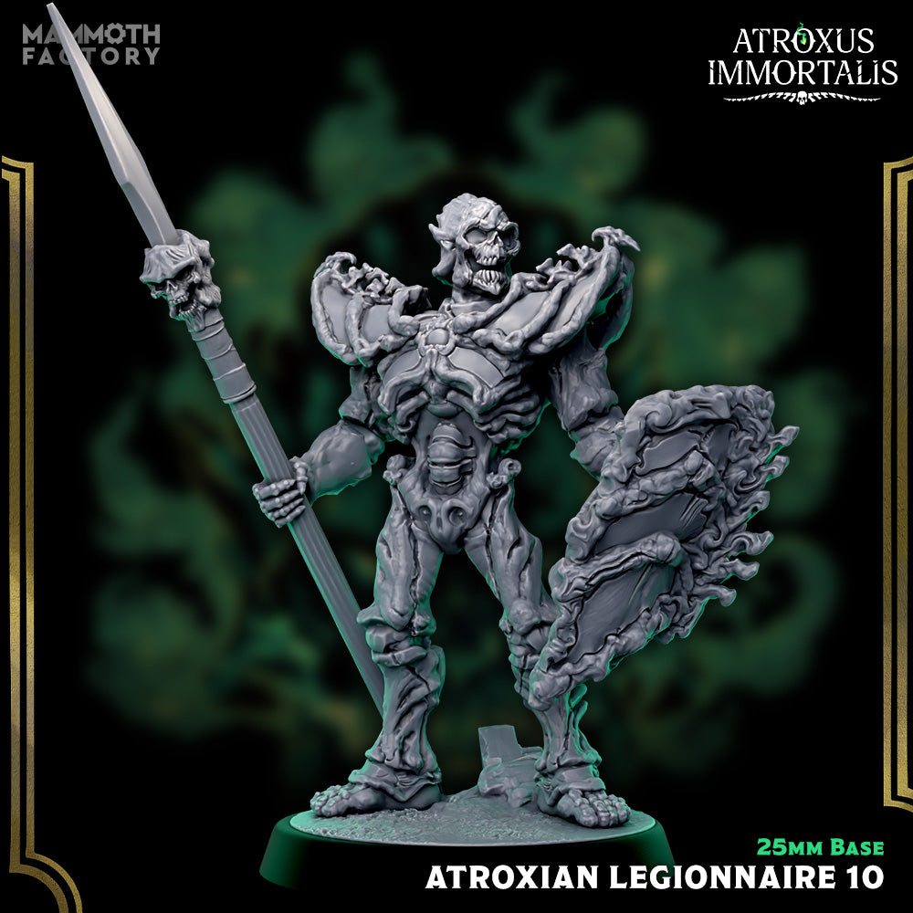 Image shows a 3D render of a skeleton warrior gaming miniature.