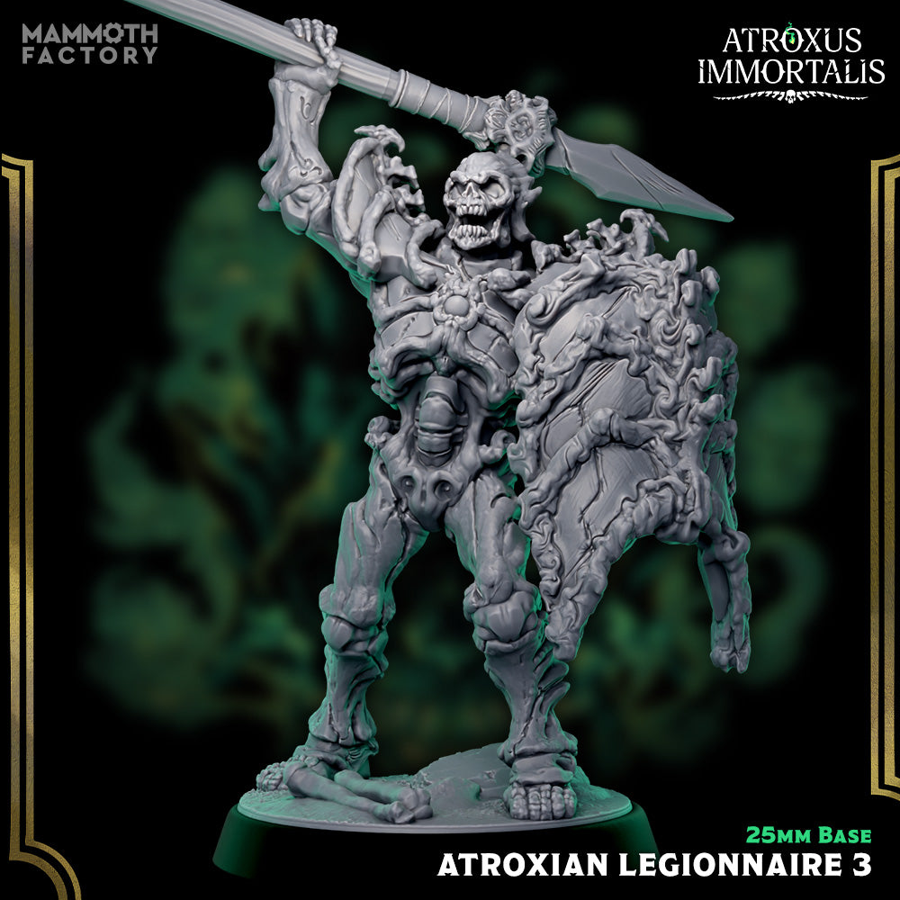 Image shows a 3D render of a skeleton warrior gaming miniature.