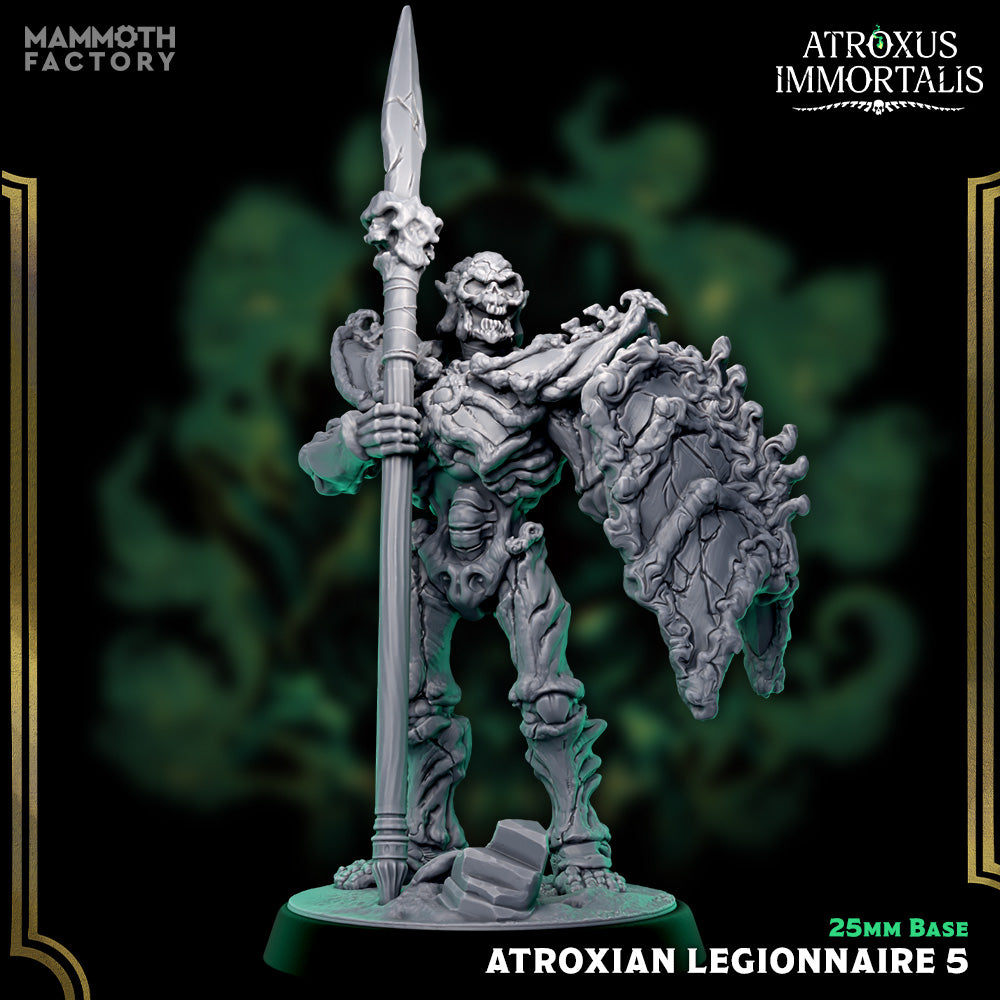 Image shows a 3D render of a skeleton warrior gaming miniature.