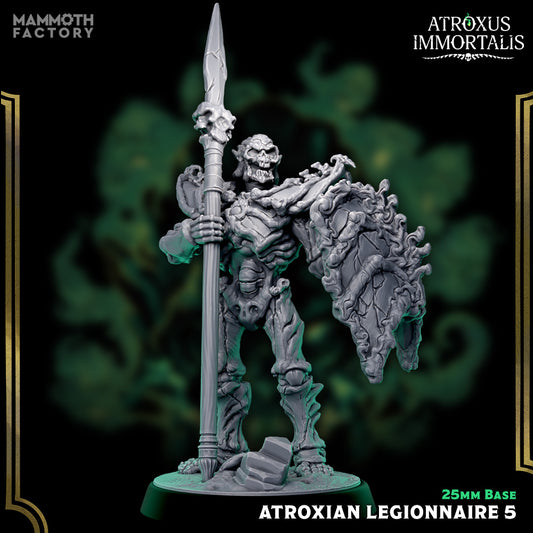 Image shows a 3D render of a skeleton warrior gaming miniature.