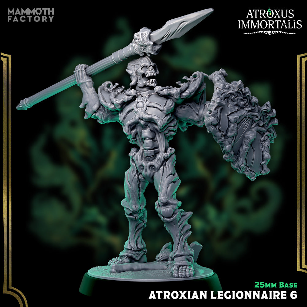 Image shows a 3D render of a skeleton warrior gaming miniature.