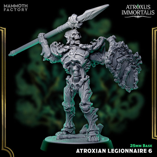 Image shows a 3D render of a skeleton warrior gaming miniature.