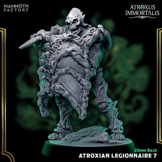 Image shows a 3D render of a skeleton warrior gaming miniature.
