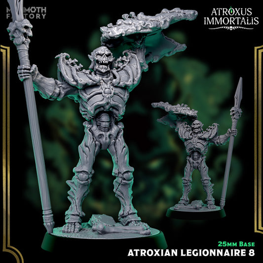 Image shows a 3D render of a skeleton warrior gaming miniature.