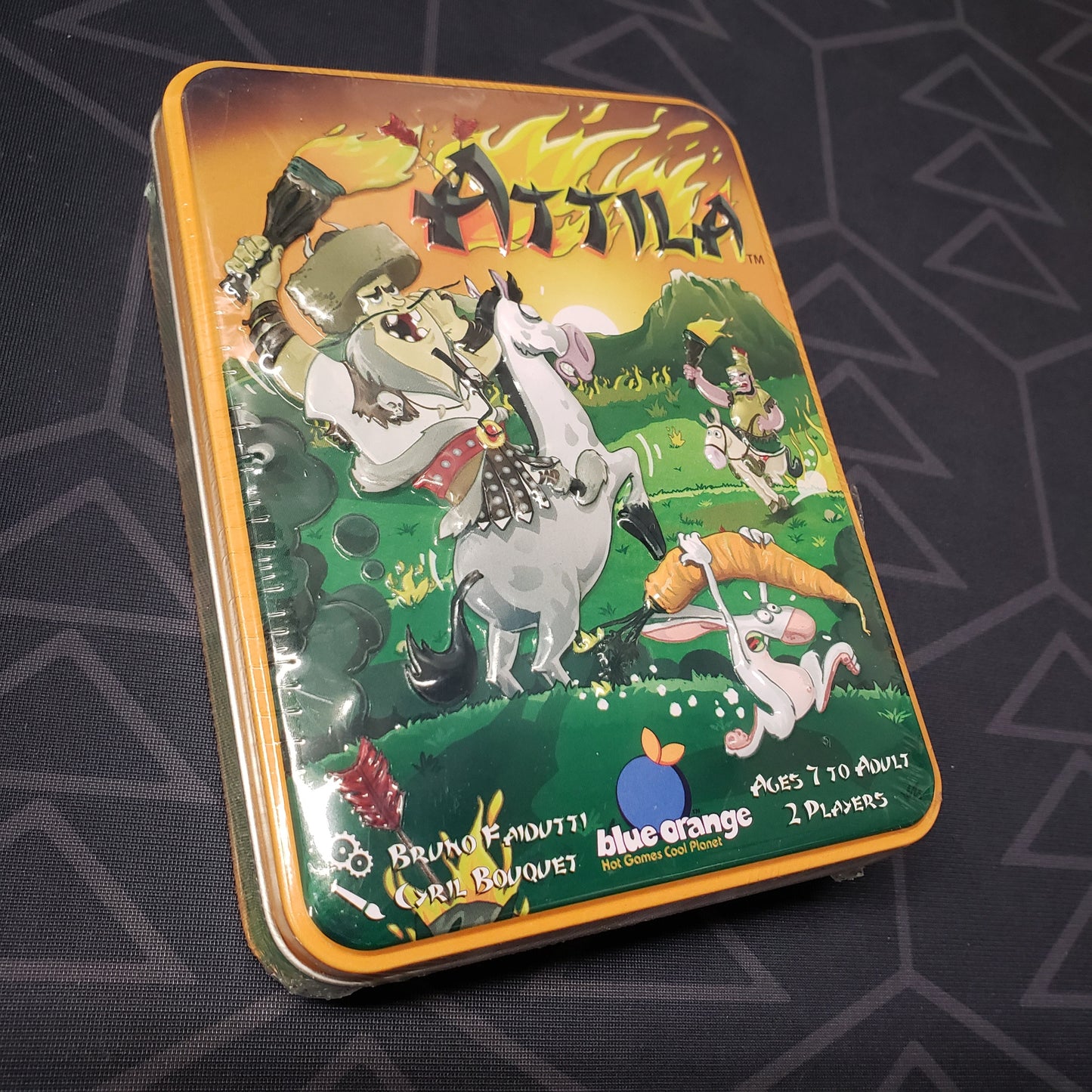 Image shows the front cover of the box for the Attila card game
