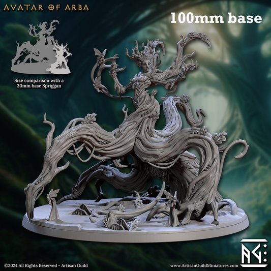 Image shows a 3D render of a forest elemental gaming miniature