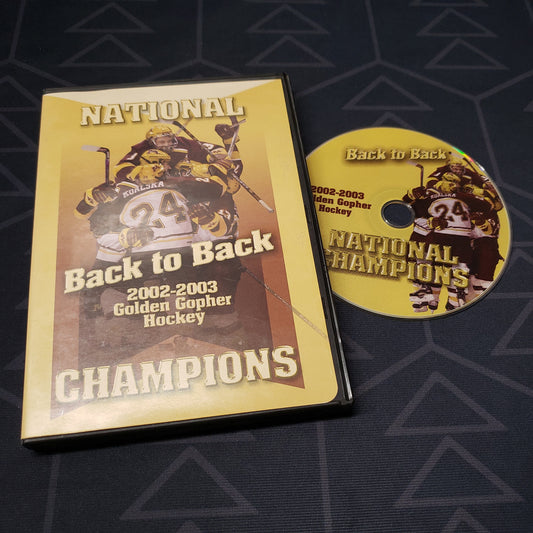 Image shows the case & disc for the movie Back To Back National Champions: 2002-2003 Golden Gopher Hockey on DVD