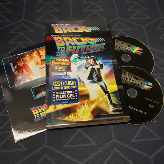 Image shows the case, film cell insert, sleeve & disc for the Best Buy Exclusive Edition of the movie Back to the Future on DVD