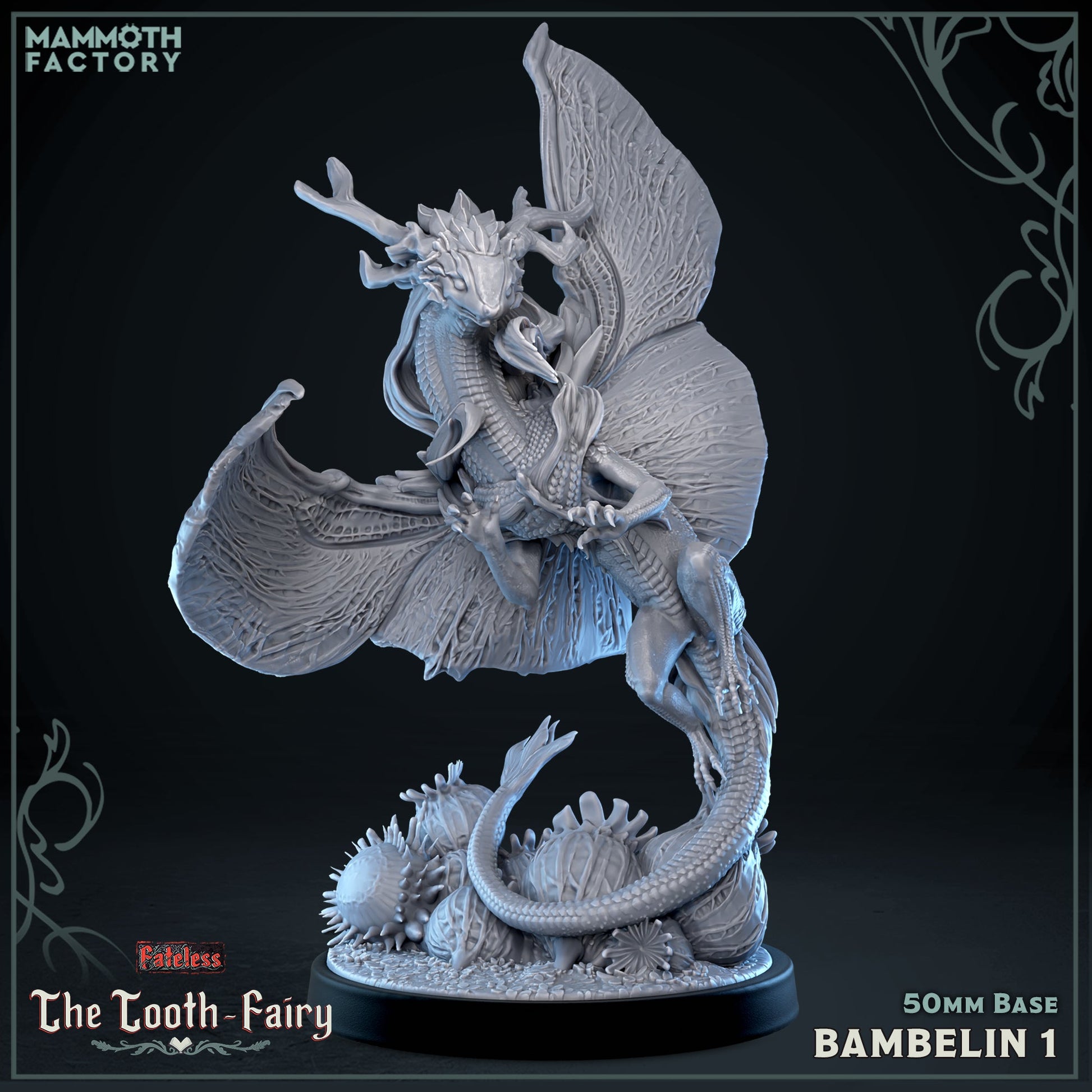 Image shows a 3D render of a elemental forest spirit gaming miniature.