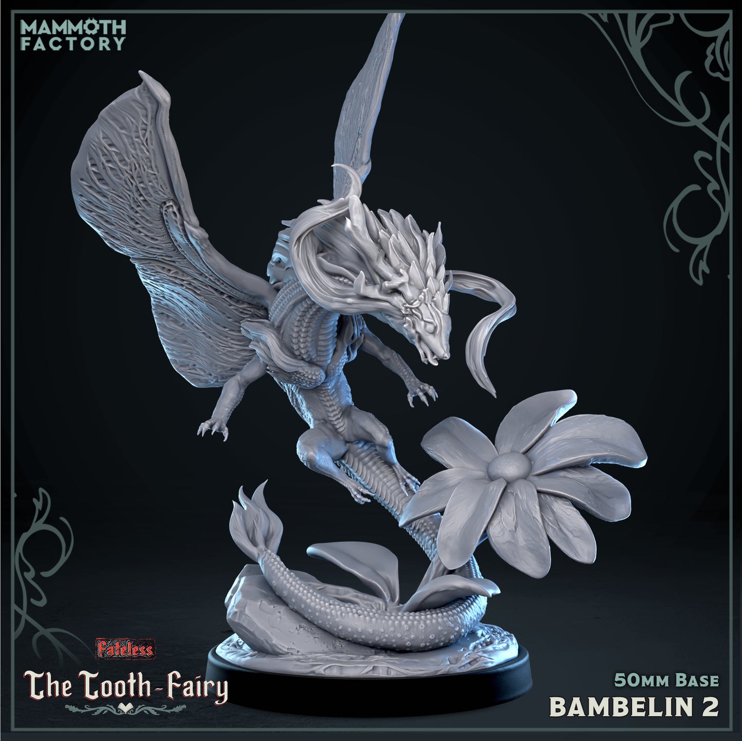 Image shows a 3D render of a elemental forest spirit gaming miniature.
