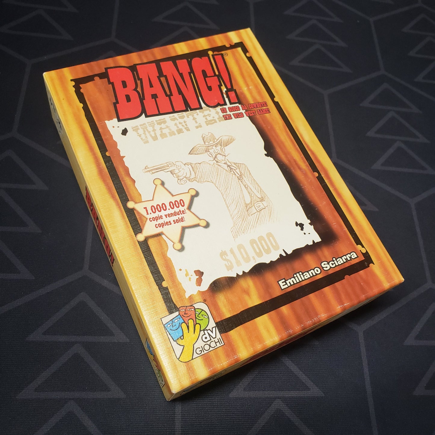 Image shows the front cover of the box for the BANG! card game