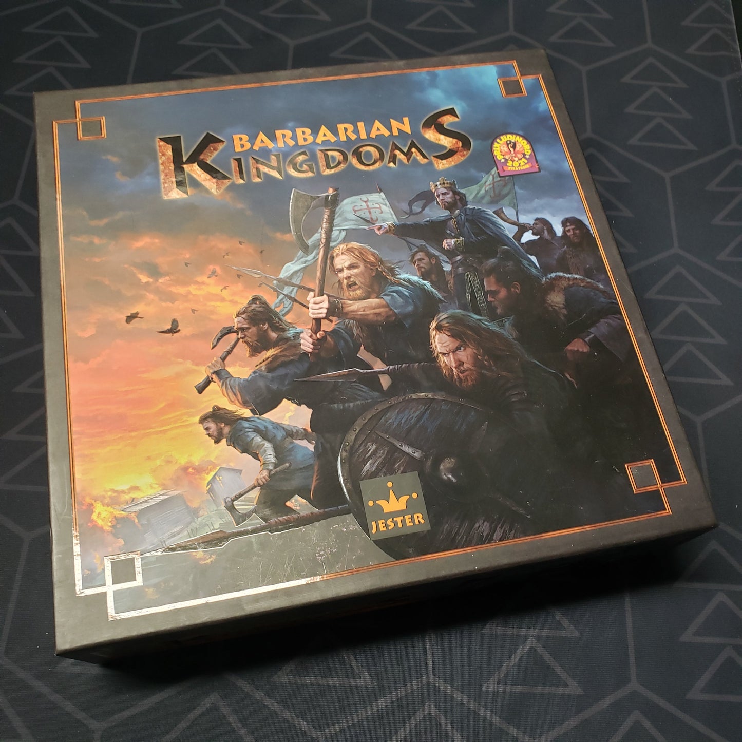 Image shows the front cover of the box for the Barbarian Kingdoms board game