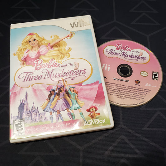 Image shows the case and disc for the video game Barbie and the Three Musketeers for Nintendo Wii