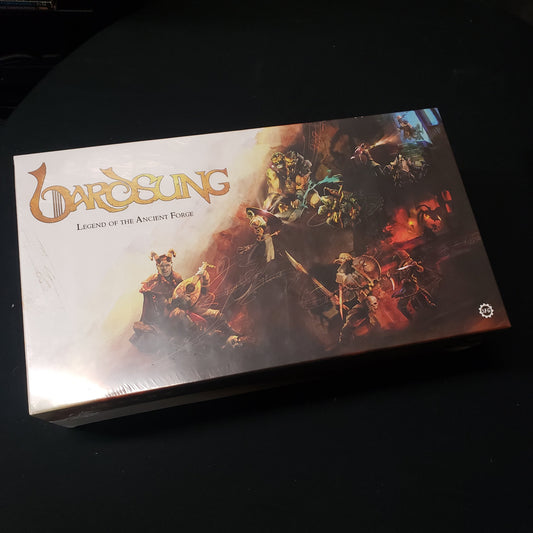 Image shows the front cover of the box for the Bardsung board game