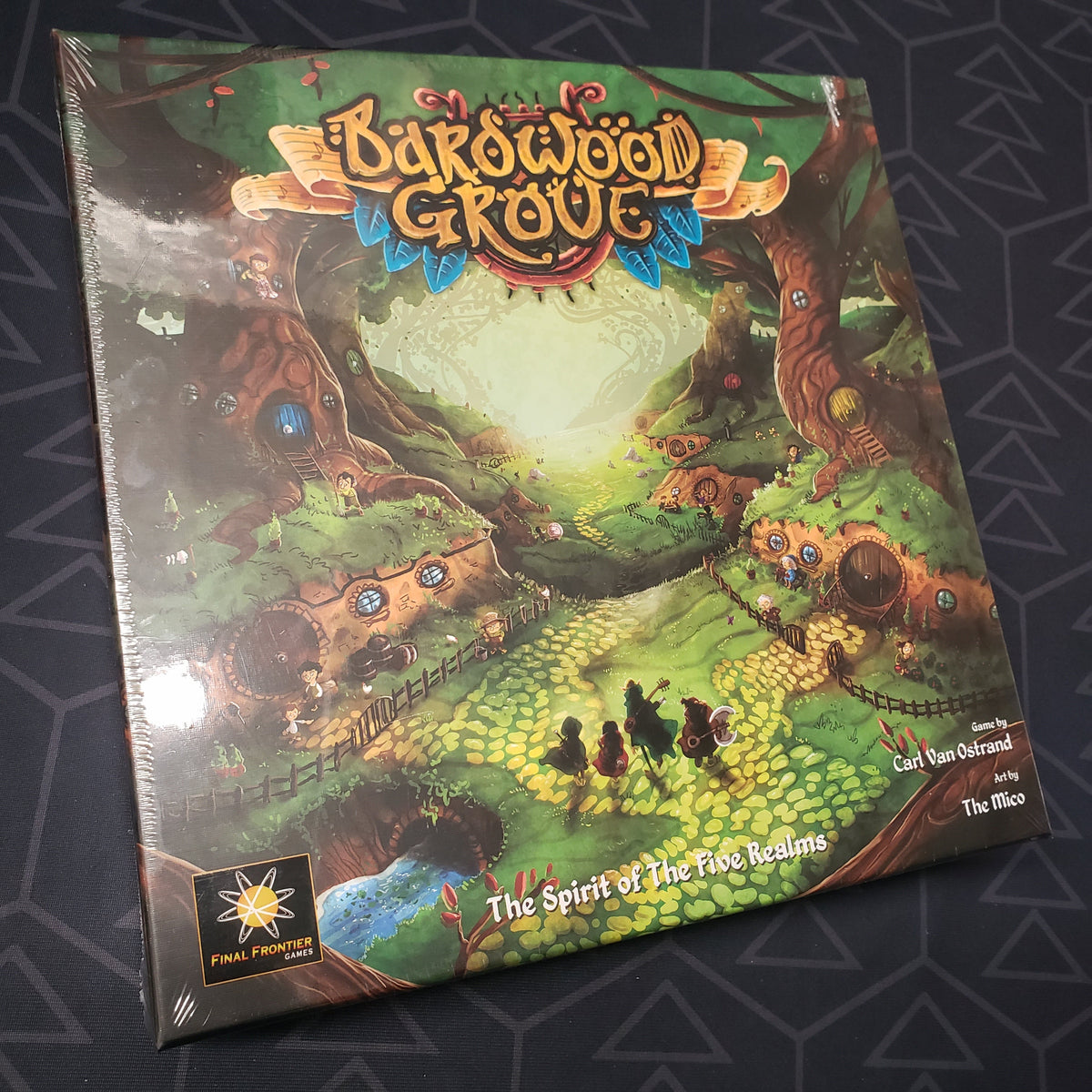 Image shows the front cover of the box for the Bardwood Grove board game