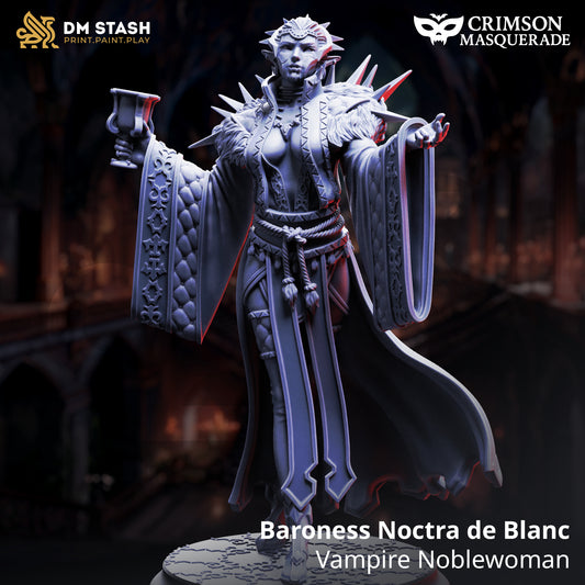 Image shows a 3D render of a vampire noble gaming miniature.