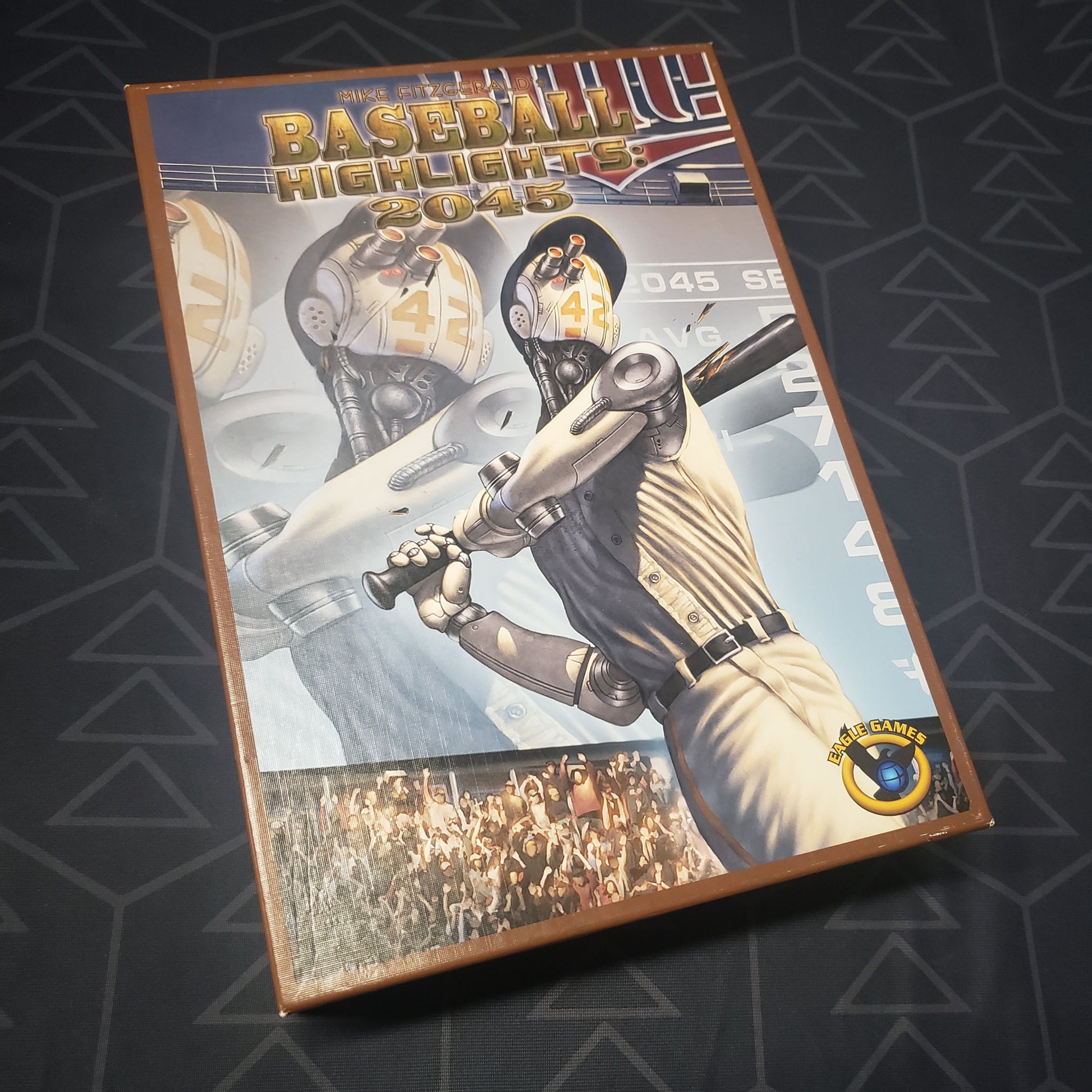 Image shows the front cover of the box for the Baseball Highlights 2045 card game