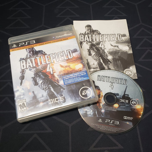 Image shows the case, manual and disc for the video game Battlefield 4 for Playstation 3