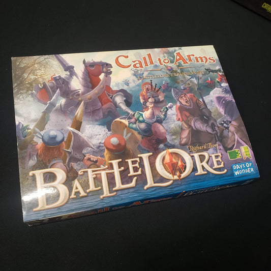 Image shows the front cover of the box of the call to Arms expansion for the board game Battlelore