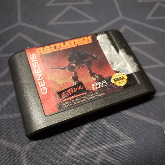 Image shows the front of the cartridge for the video game Battletech for Sega Genesis