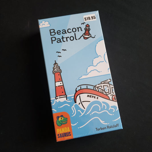 Image shows the front cover of the box of the Beacon Patrol board game