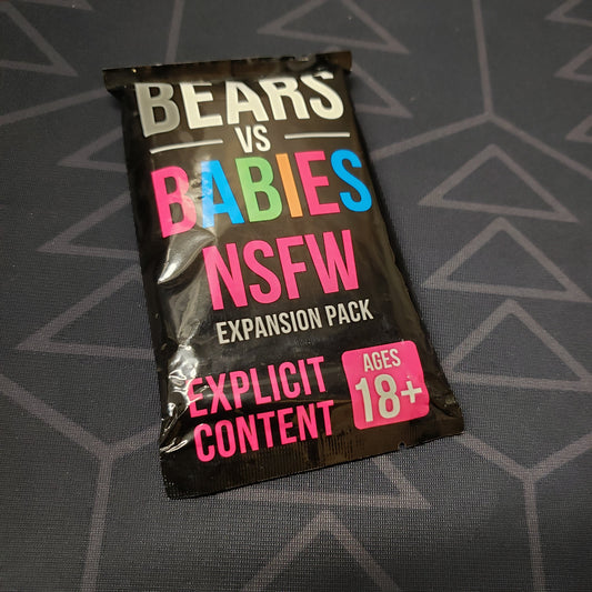 Image shows the front of the ackaging of the NSFW Expansion Pack for the card game Bears vs Babies