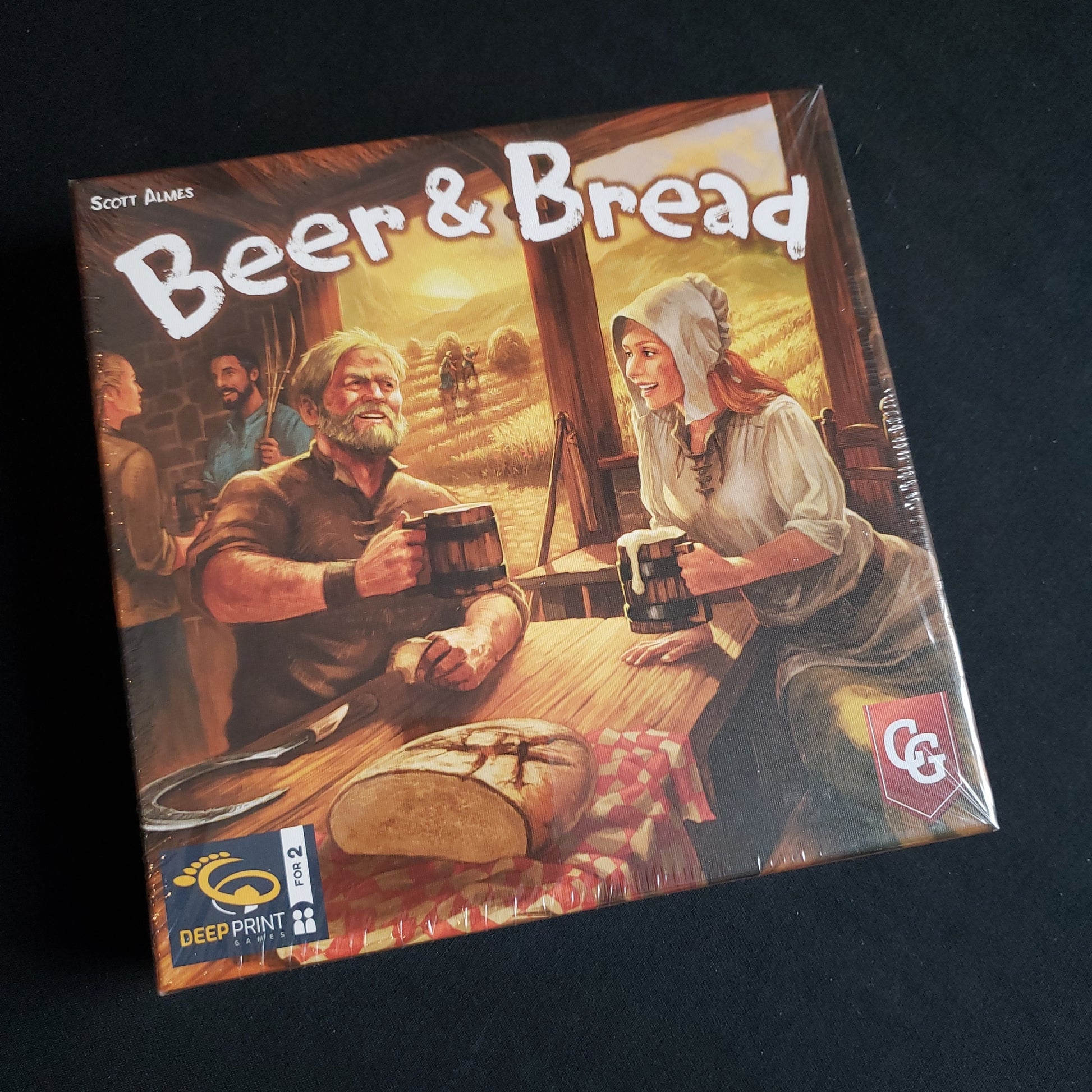 Image shows the front cover of the box of the Beer & Bread board game