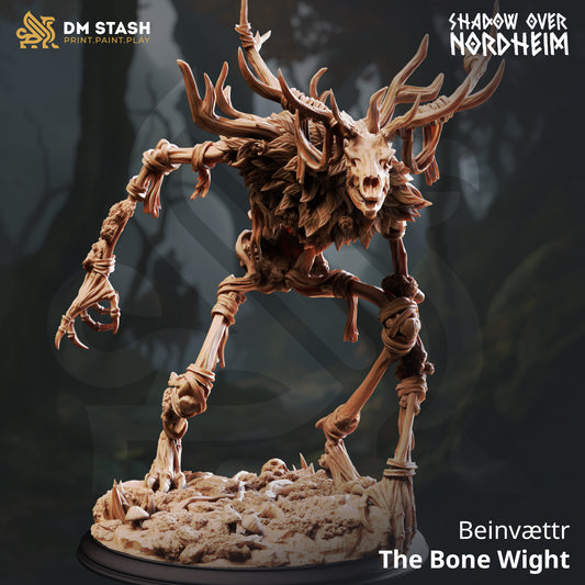 Image shows a 3D render of a wendigo wight gaming miniature.