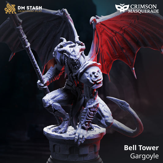 Image shows a 3D render of a gargoyle warrior gaming miniature.