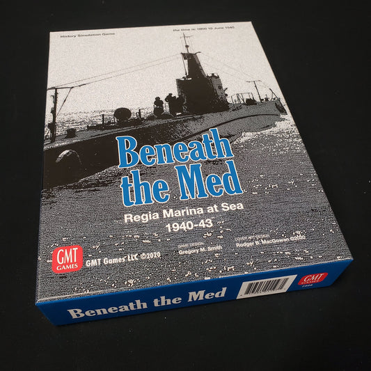 Image shows the front cover of the box of the Beneath the Med: Regia Marina at Sea 1940-1943 board game