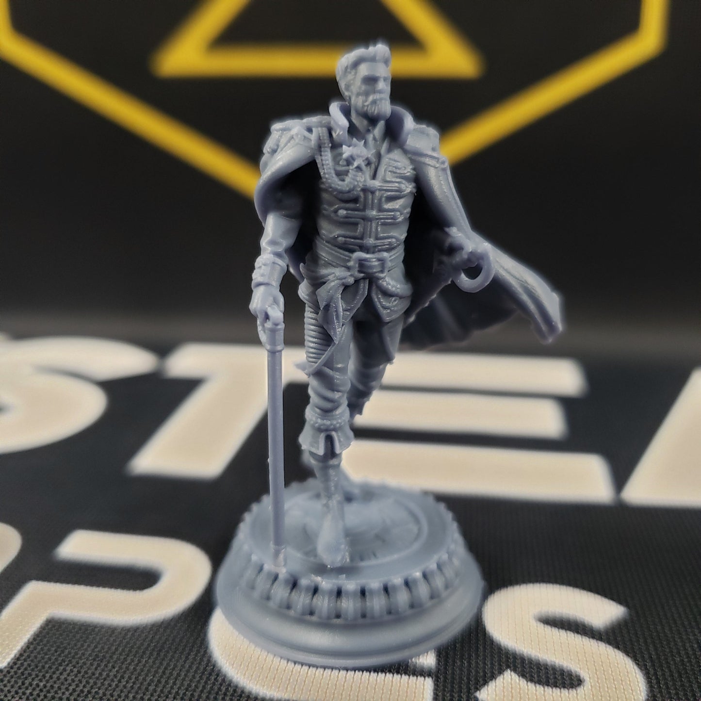 Image shows the front of a vampire general gaming miniature.