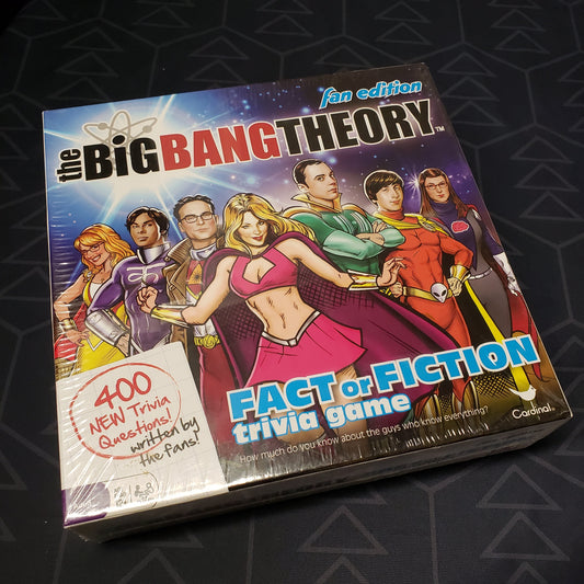 Image shows the front cover of the box for the Big Bang Theory: Fact or Fiction Trivia Game board game